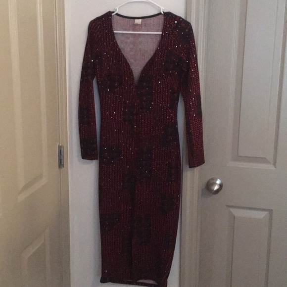 Studded black and red holiday dress - Picture 1 of 1